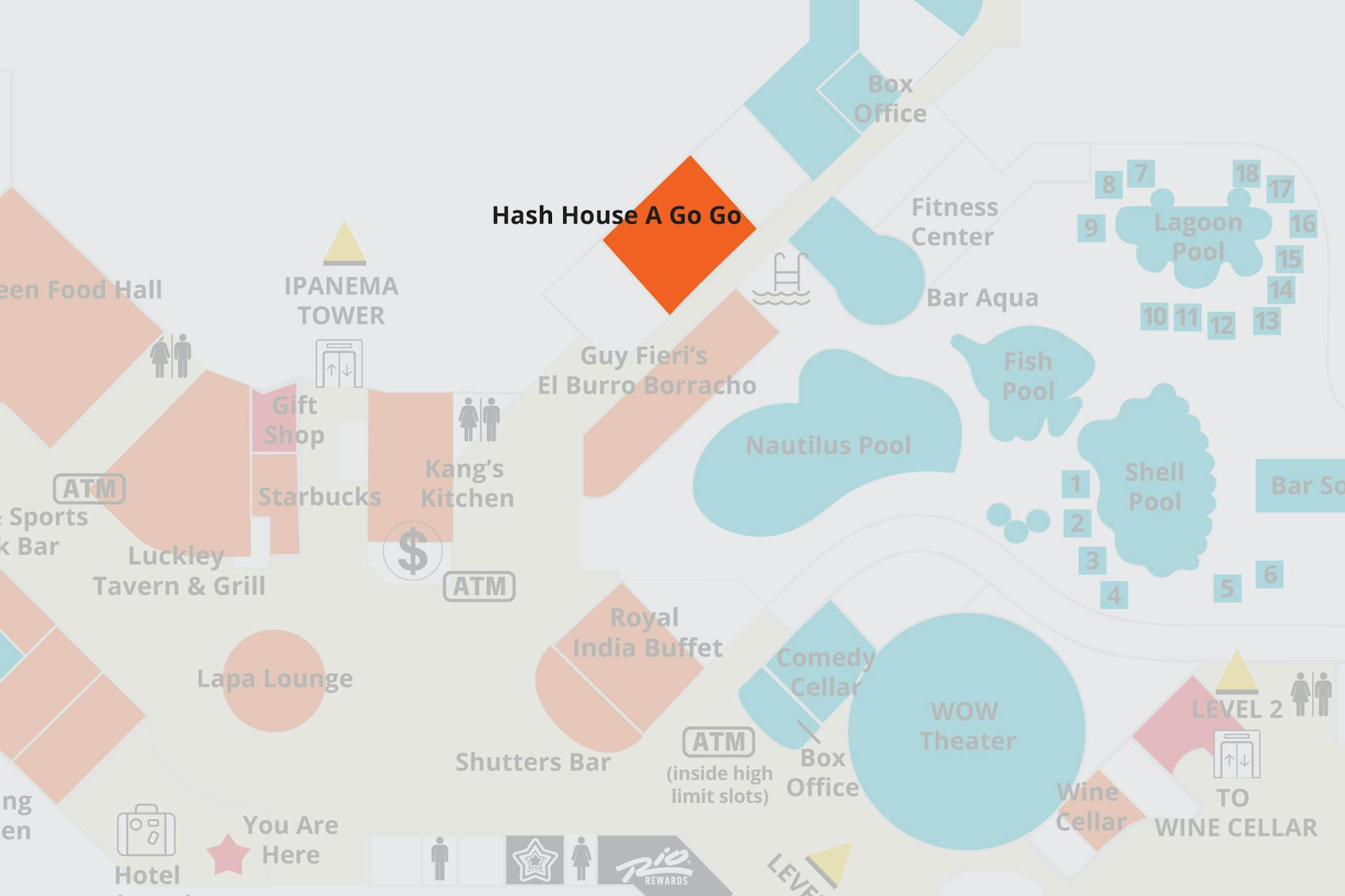 Hash House at Rio Hotel & Casino Las Vegas Property Map Location