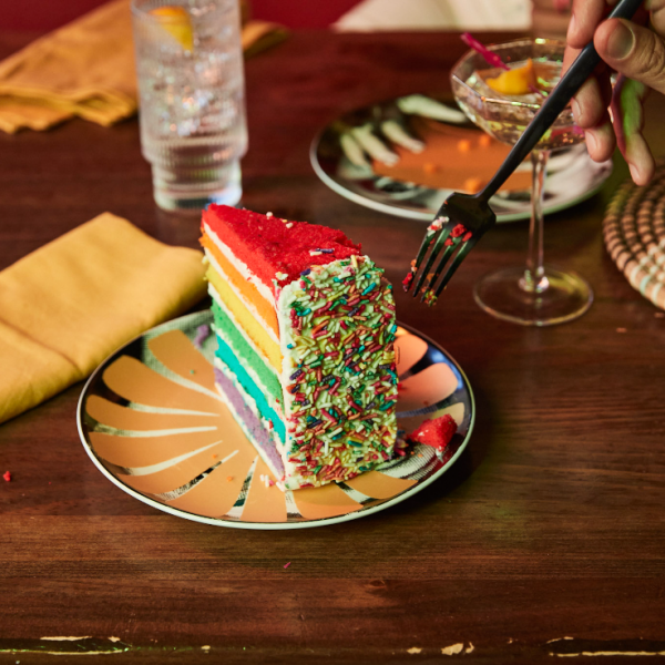 Rainbow cake at restaurant inside Rio Hotel & Casino Las Vegas