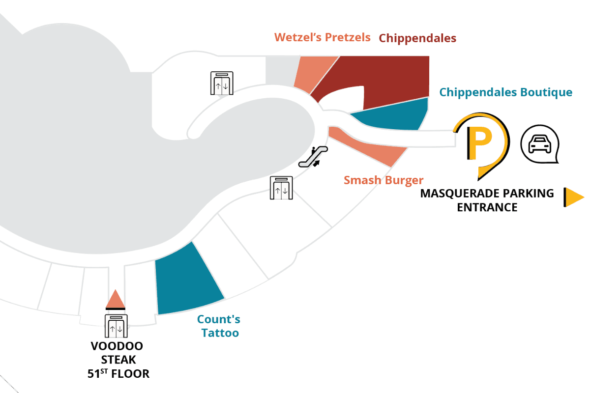 Counts Tattoo at Rio Hotel and Casino Las Vegas Map