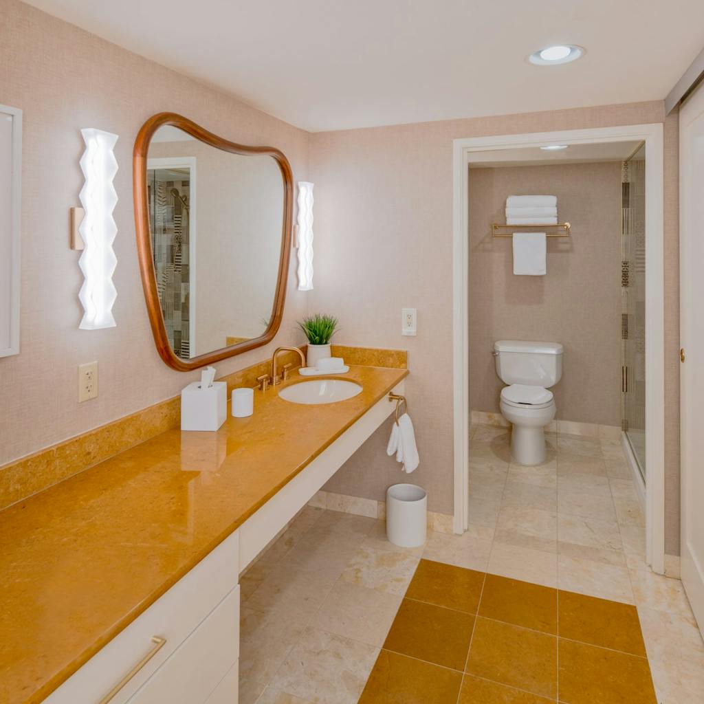 Newly Remodeled King Room Bathroom at Rio Las Vegas