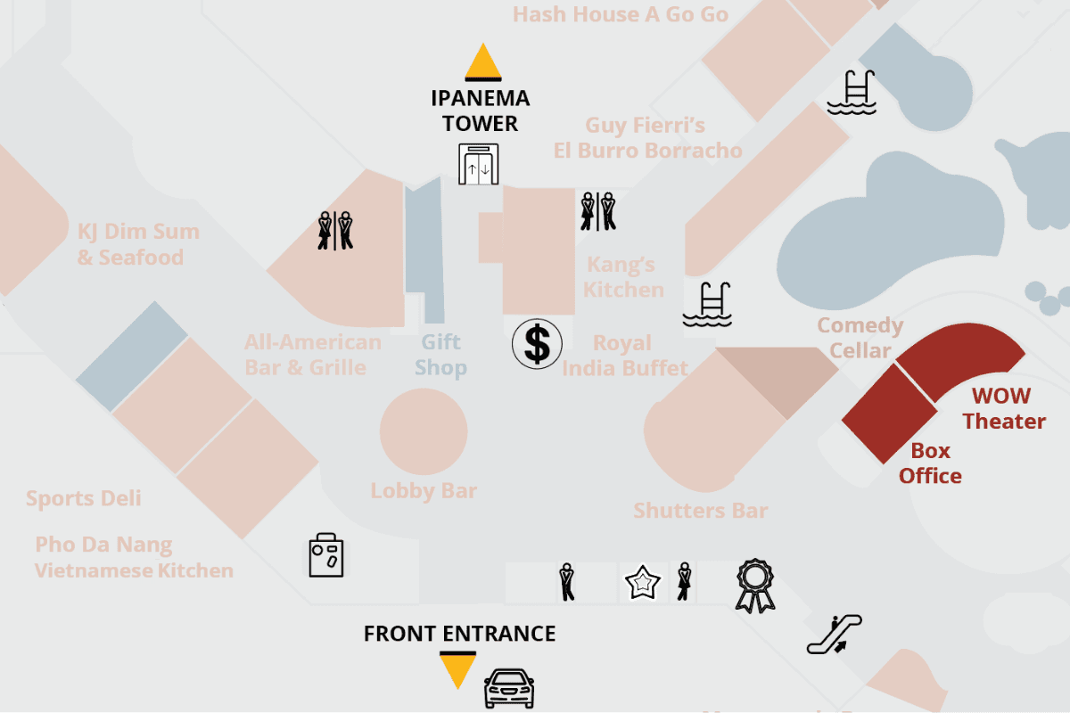 Wow Theater Rio Showroom Map Location at Rio Las Vegas