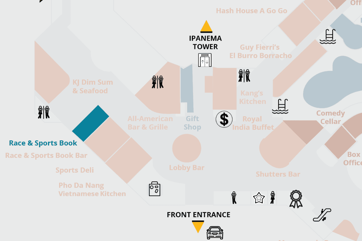 William Hill Race and Sports Book Map Location at Rio Hotel and Casino Las Vegas