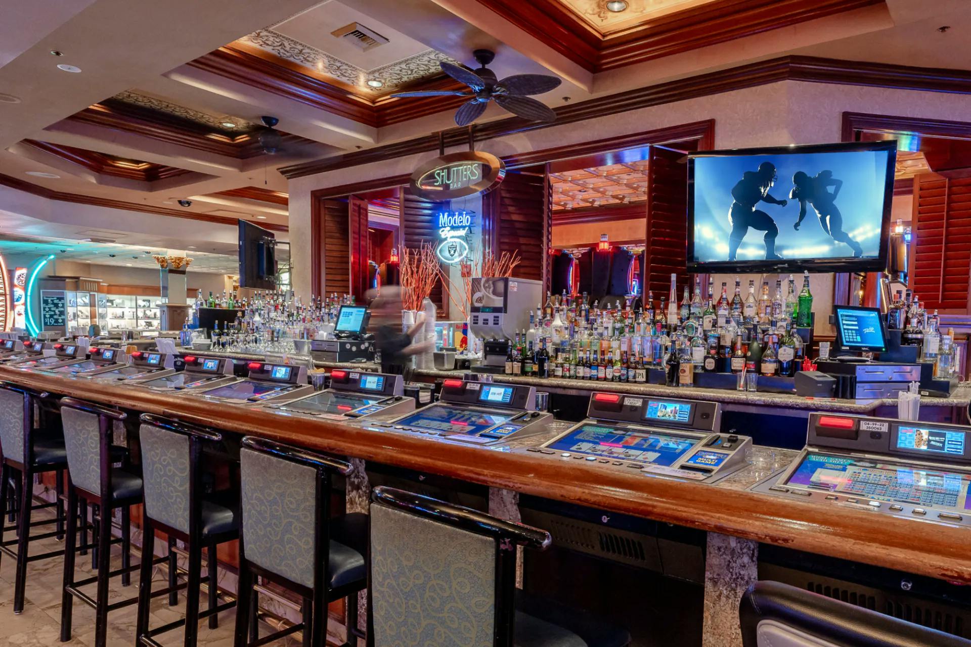 Shutters Bar with drinks table top games and TVS at Rio Hotel & Casino Las Vegas