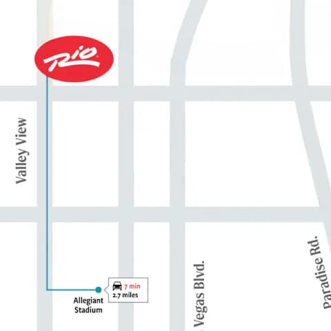 Allegiant Stadium 7 Minute Drive from Rio Map