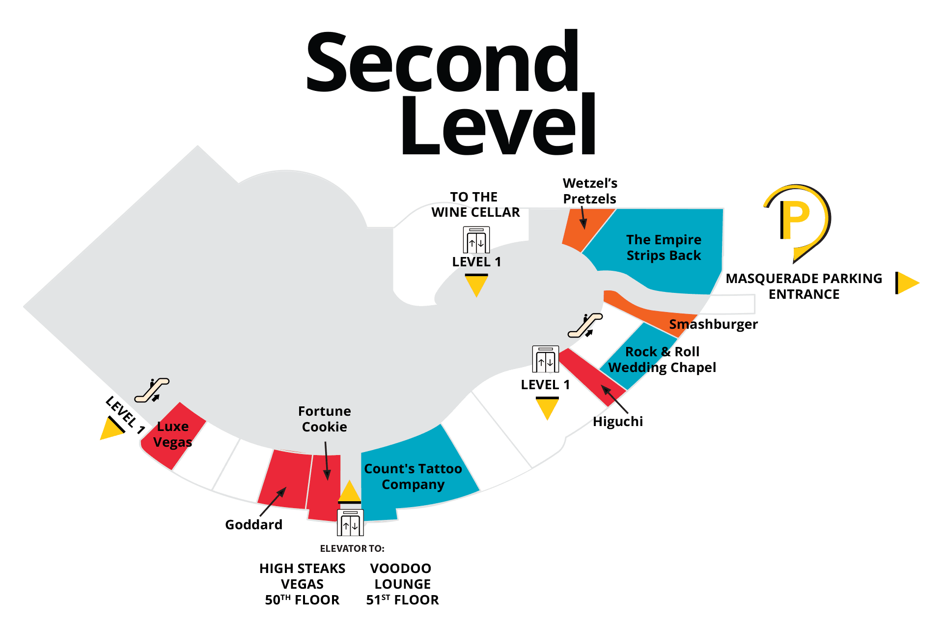 Map to High Steaks Vegas and VooDoo Lounge Las Vegas