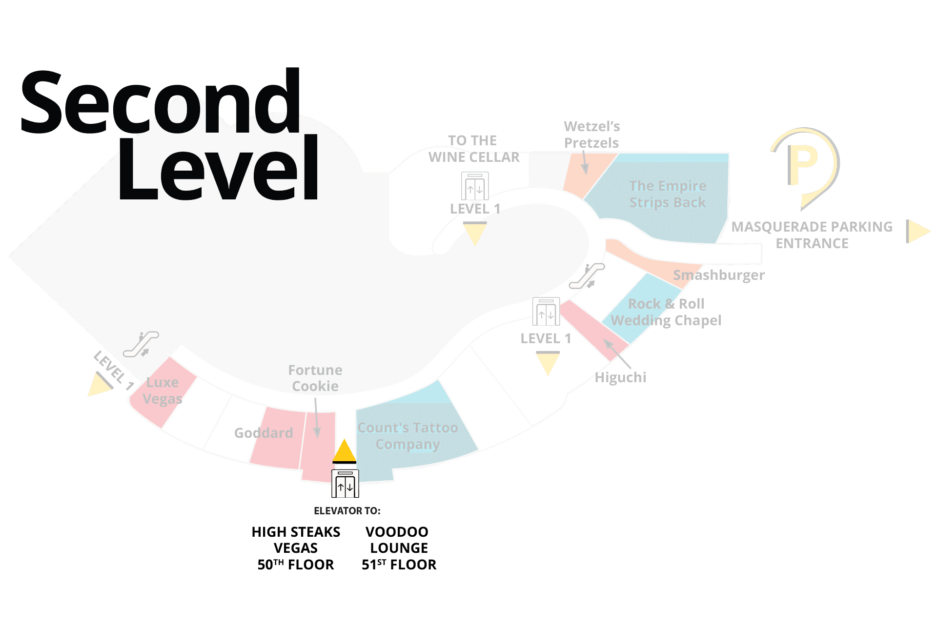 Map to VooDoo Lounge at Rio Las Vegas