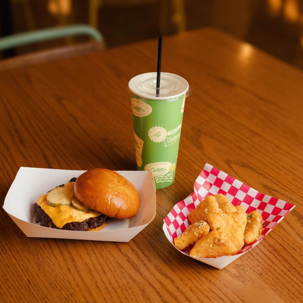 Stacked Burger, drink and Fries