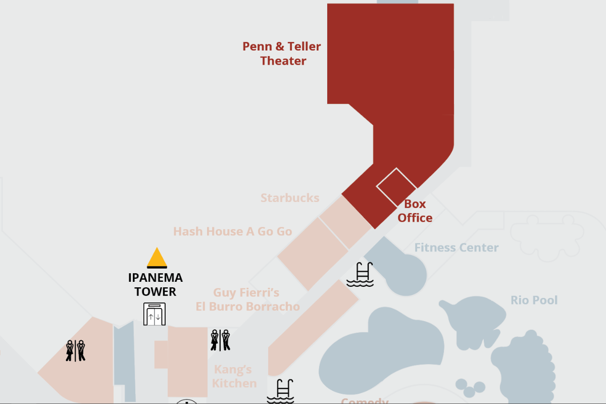 Penn and Teller Theater Map Location at Rio Las Vegas