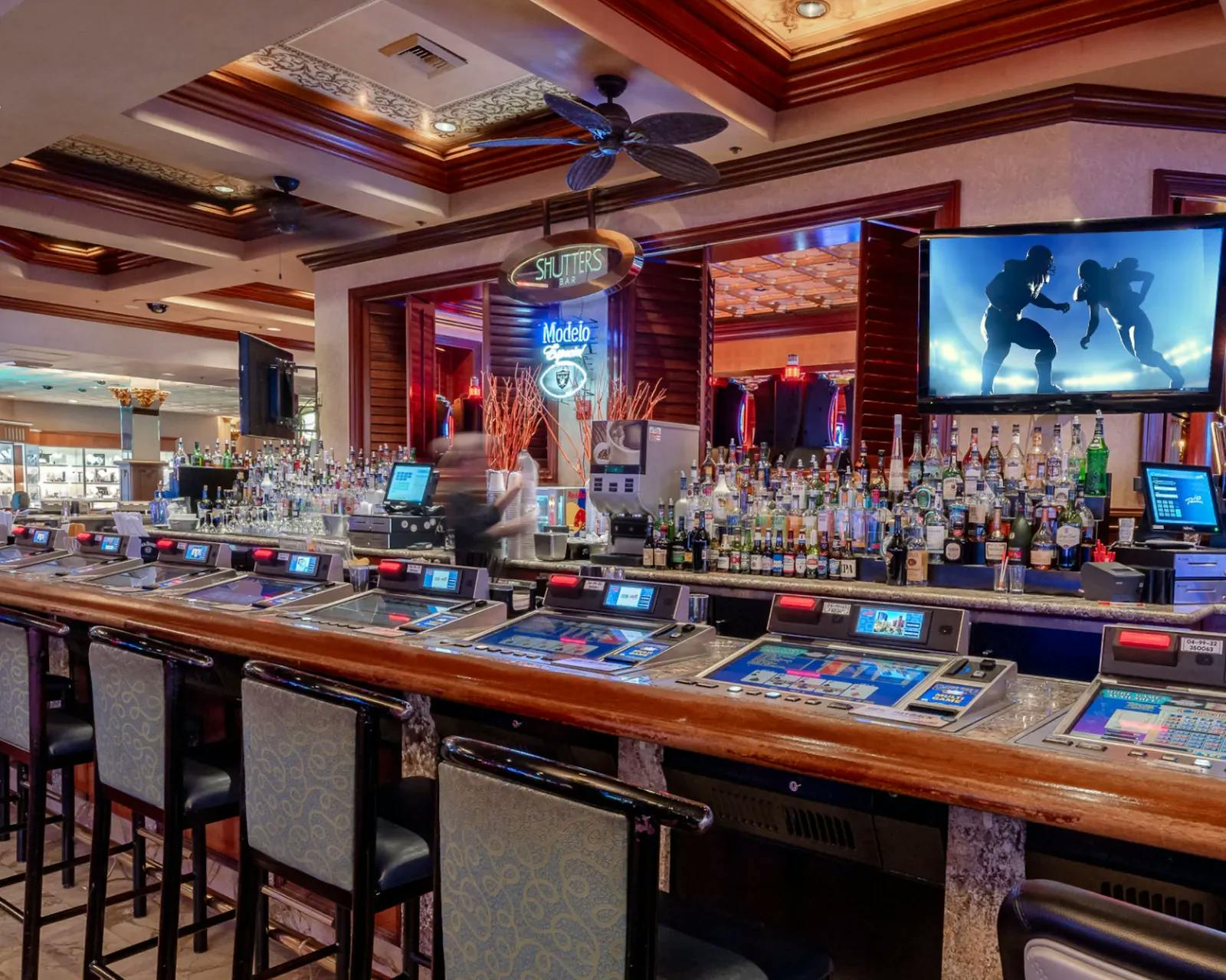 Shutters Bar with drinks table top games and TVS at Rio Hotel & Casino Las Vegas