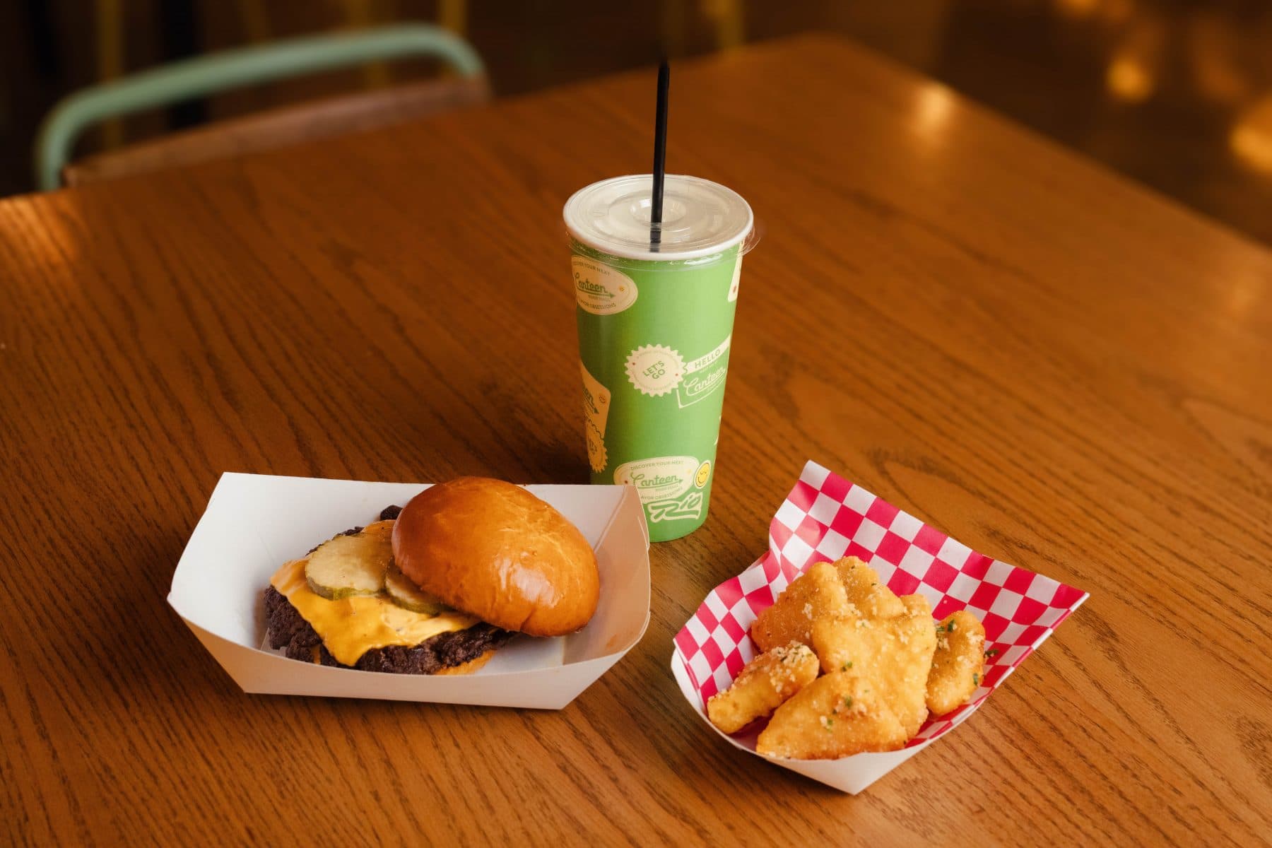 Stacked Burger, drink and Fries